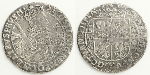 ポーランド王国 1622 オルト銀貨 ジグムント3世