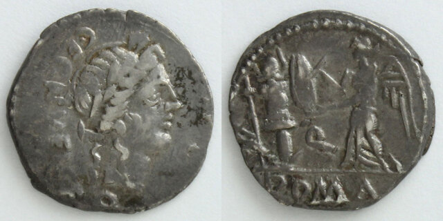 共和政ローマ；P セルウィリウス Mf ルルス、ARデナリウス銀貨、希少品