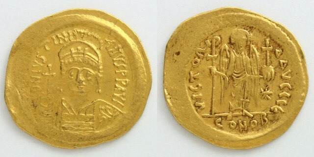 西暦527-565年ビザンティン帝国 ユスティニアヌス1世 AEペンタヌミウム ユスティニアヌス1世 - Wikipedia