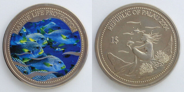 パラオ 2004 1ドル ブルーフィッシュ／マーメイド
