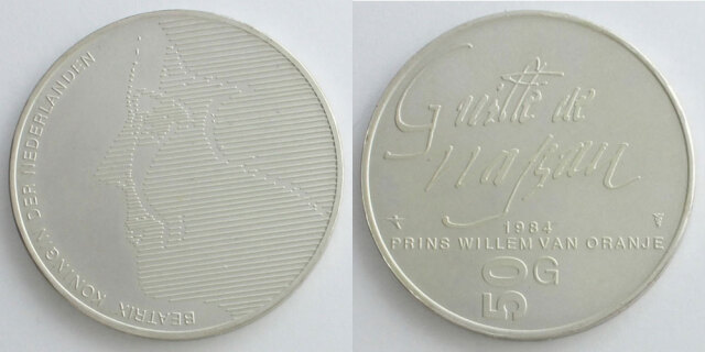 オランダ 1984 50グルデン銀貨 ベアトリクス女王