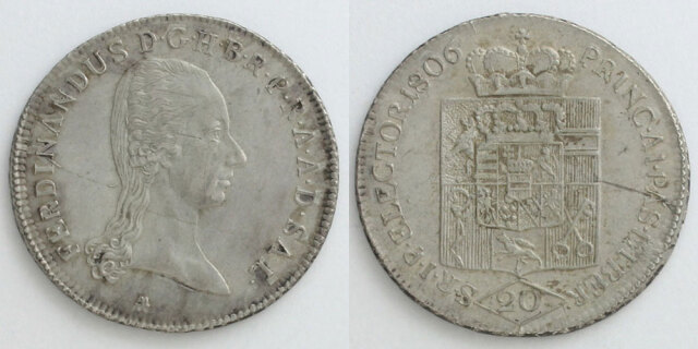 神聖ローマ帝国 ザルツブルク選帝侯領 1806 20クロイツァー銀貨