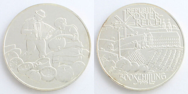 オーストリア 1995 500シリング銀貨 田園風景
