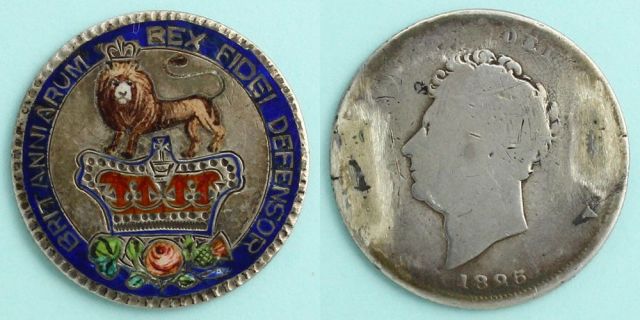 ヴィクトリアン イギリス シリング銀貨 王冠のライオン