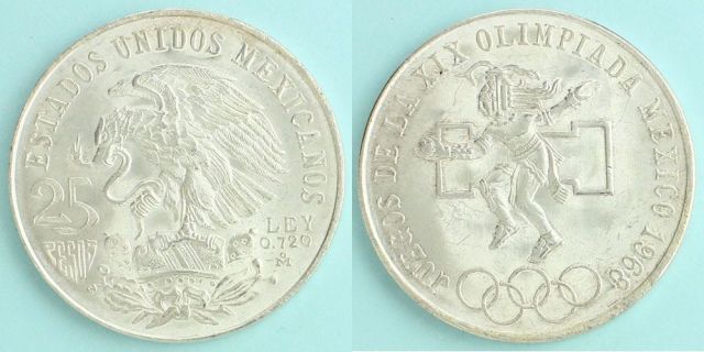 メキシコ 1968 25ペソ銀貨 メキシコシティ五輪記念