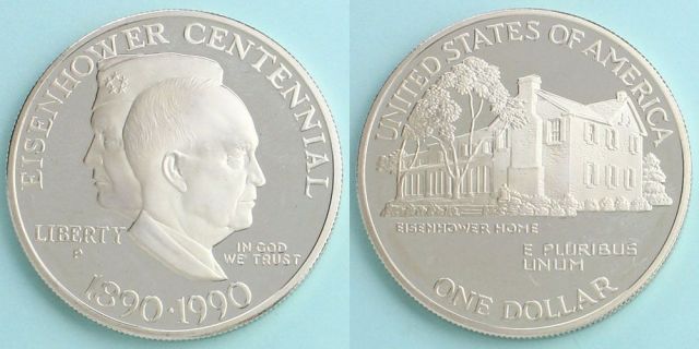アメリカ合衆国 1990 1ドル銀貨 アイゼンハワー