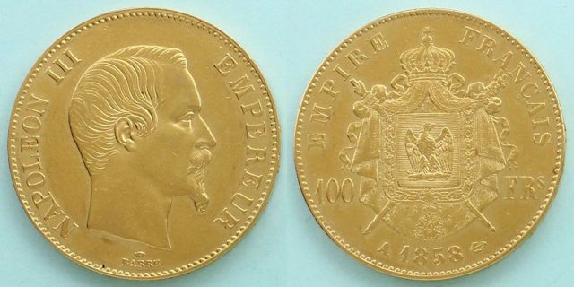 第二帝政フランス 1858 100フラン ナポレオン3世