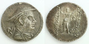 古代ギリシャ；バクトリア、メナンドロス王、ドラクマ銀貨