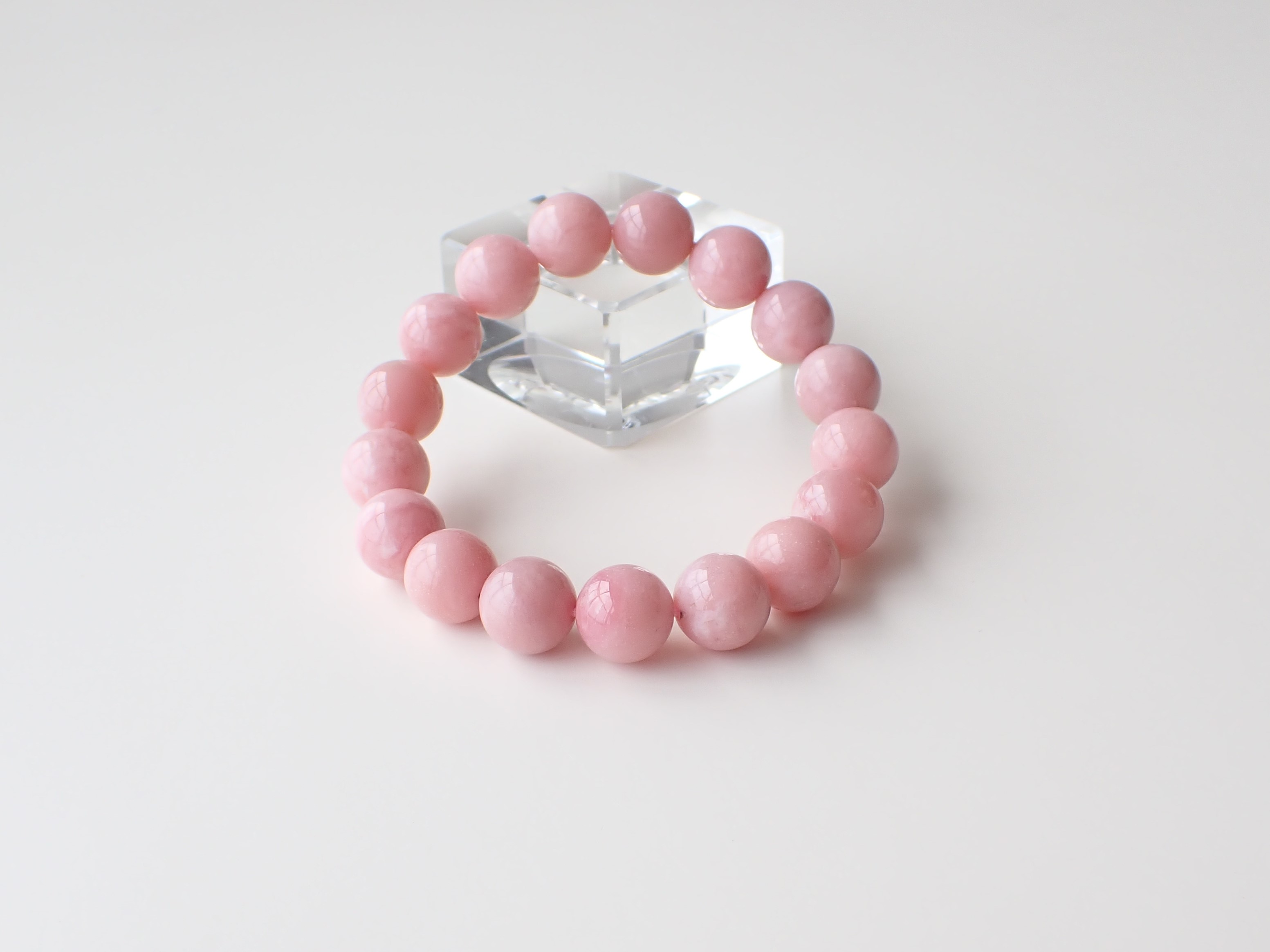 PB0103　ピンクオパール　１２ｍｍ　ブレスレット