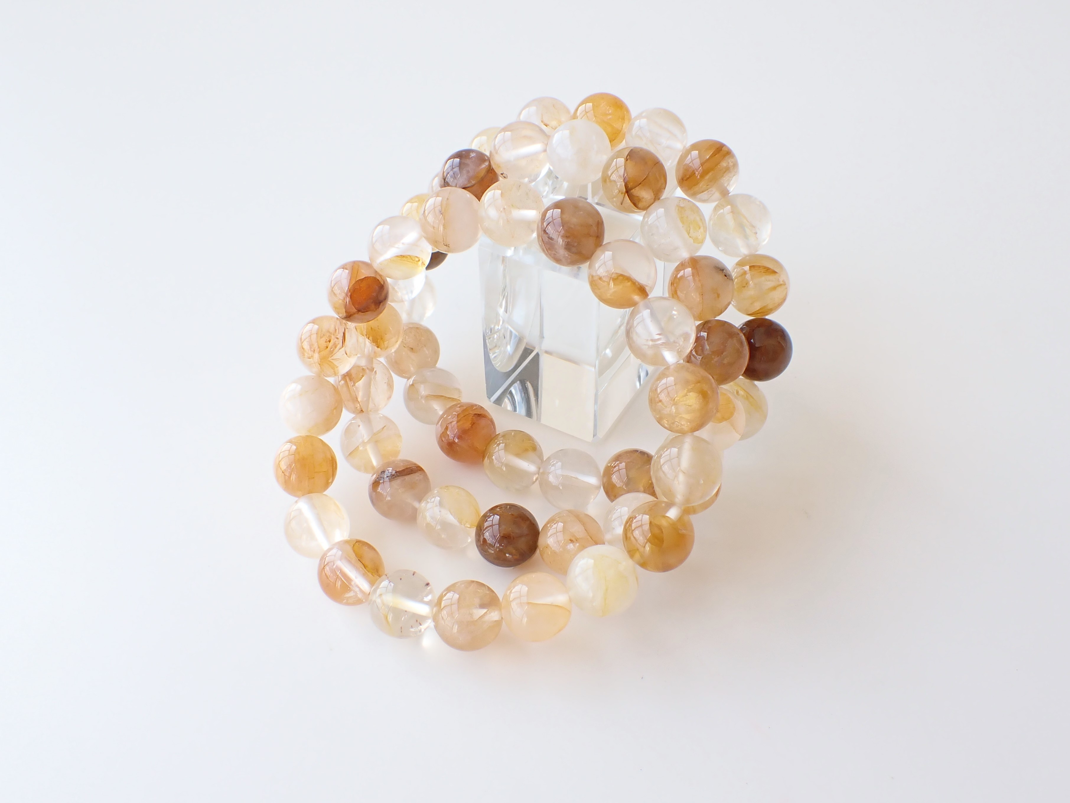 OC0044　ライモナイトインクォーツ（イエロークォーツ）　１０．５ｍｍ～１１ｍｍ　ブレスレット　◇ネコポス対応可◇