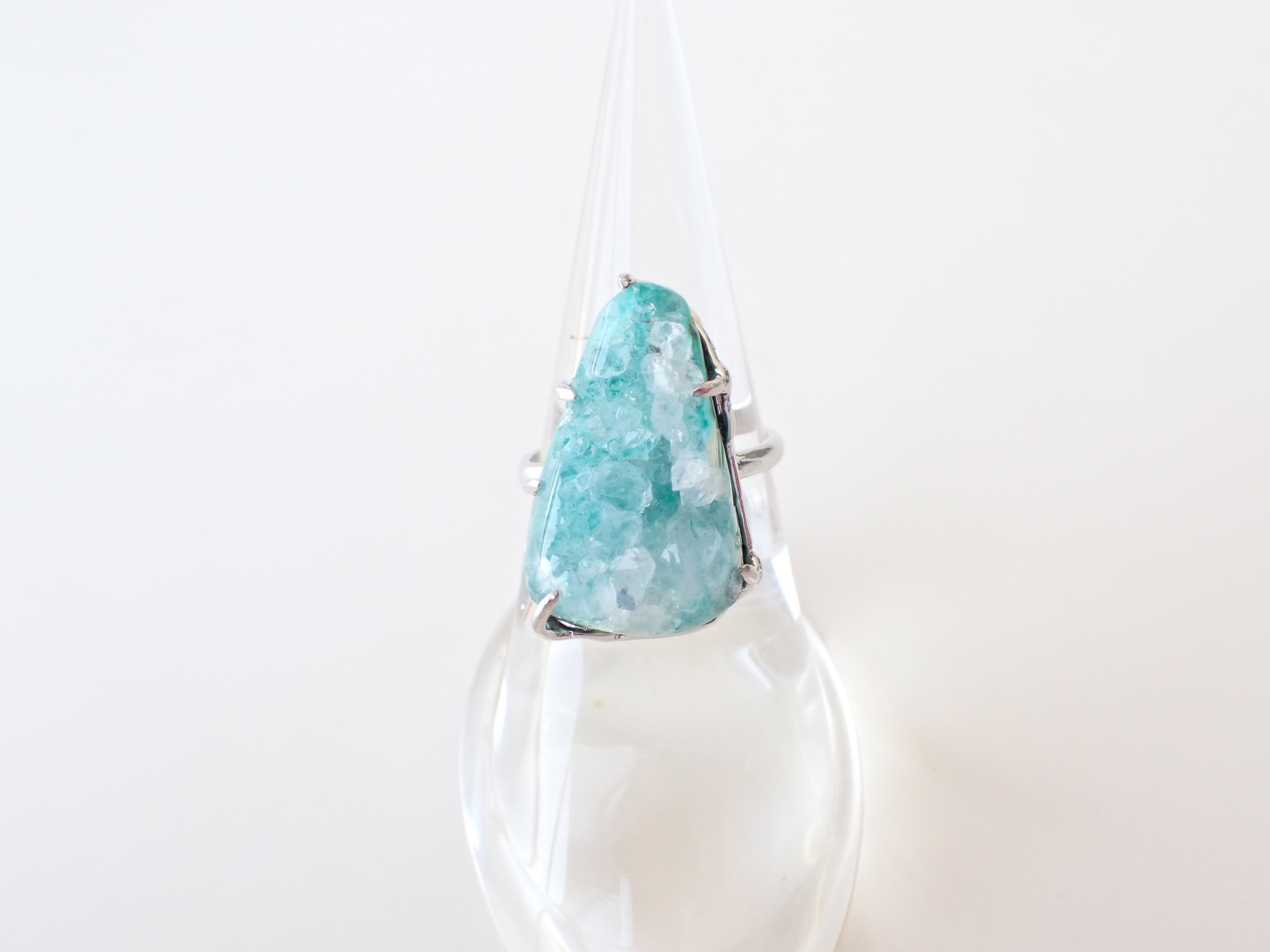 GD0093　ジェムシリカ（クリソコーラ・カルセドニー）　リング