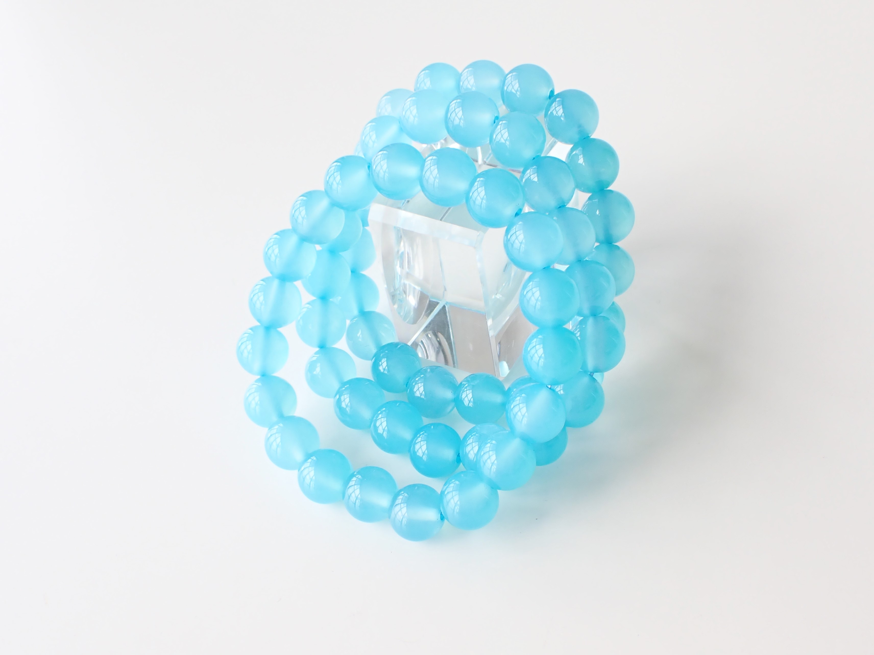 AB2856　シーブルーカルセドニー（やや濃いめ）　１０ｍｍ　ブレスレット　◇ネコポス対応可◇