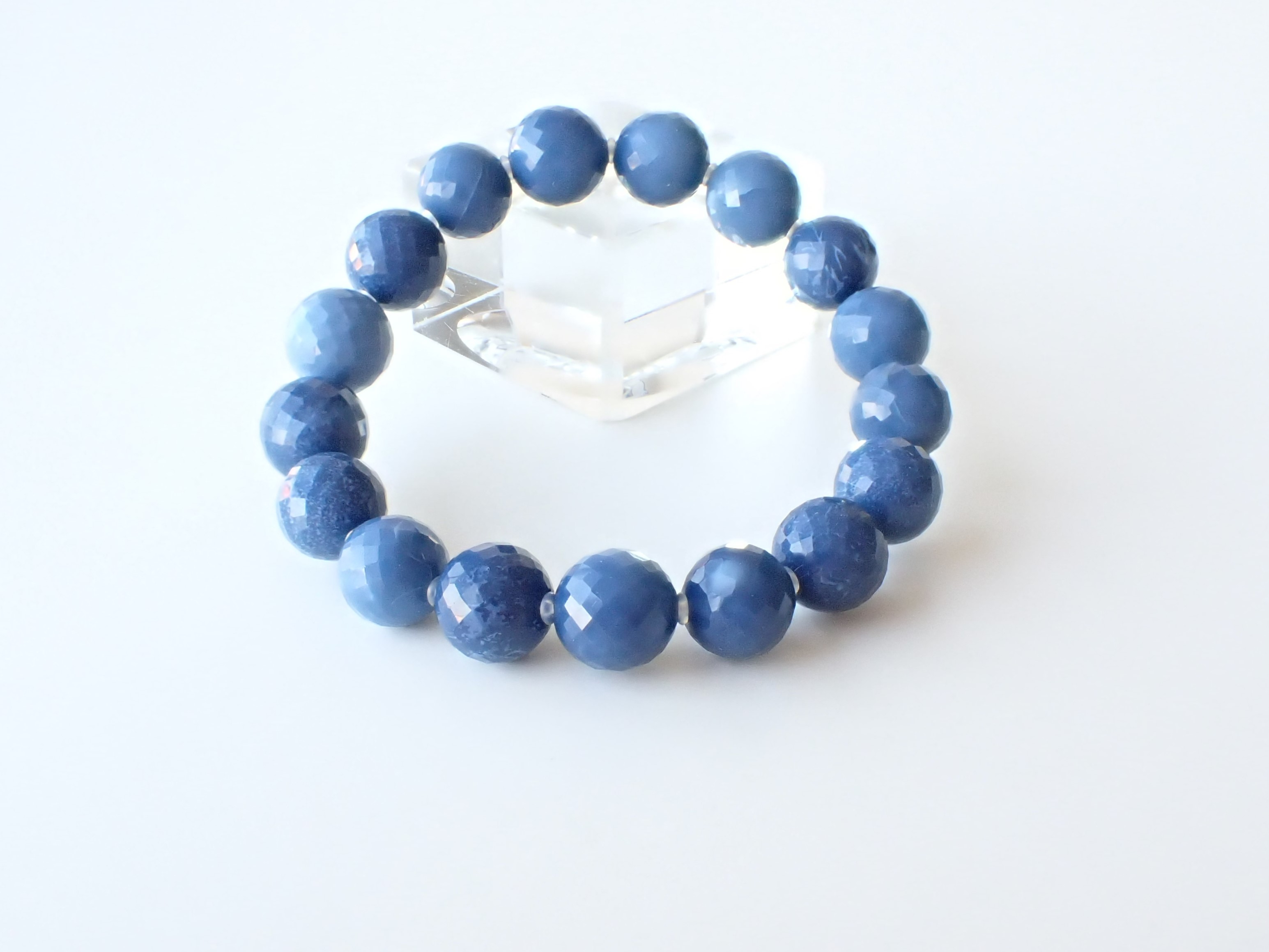 BM0034　【店長お薦め】　☆稀少☆　ブルーオパール／ミラーボールカット　１１ｍｍ～１１．５ｍｍ　ブレスレット　