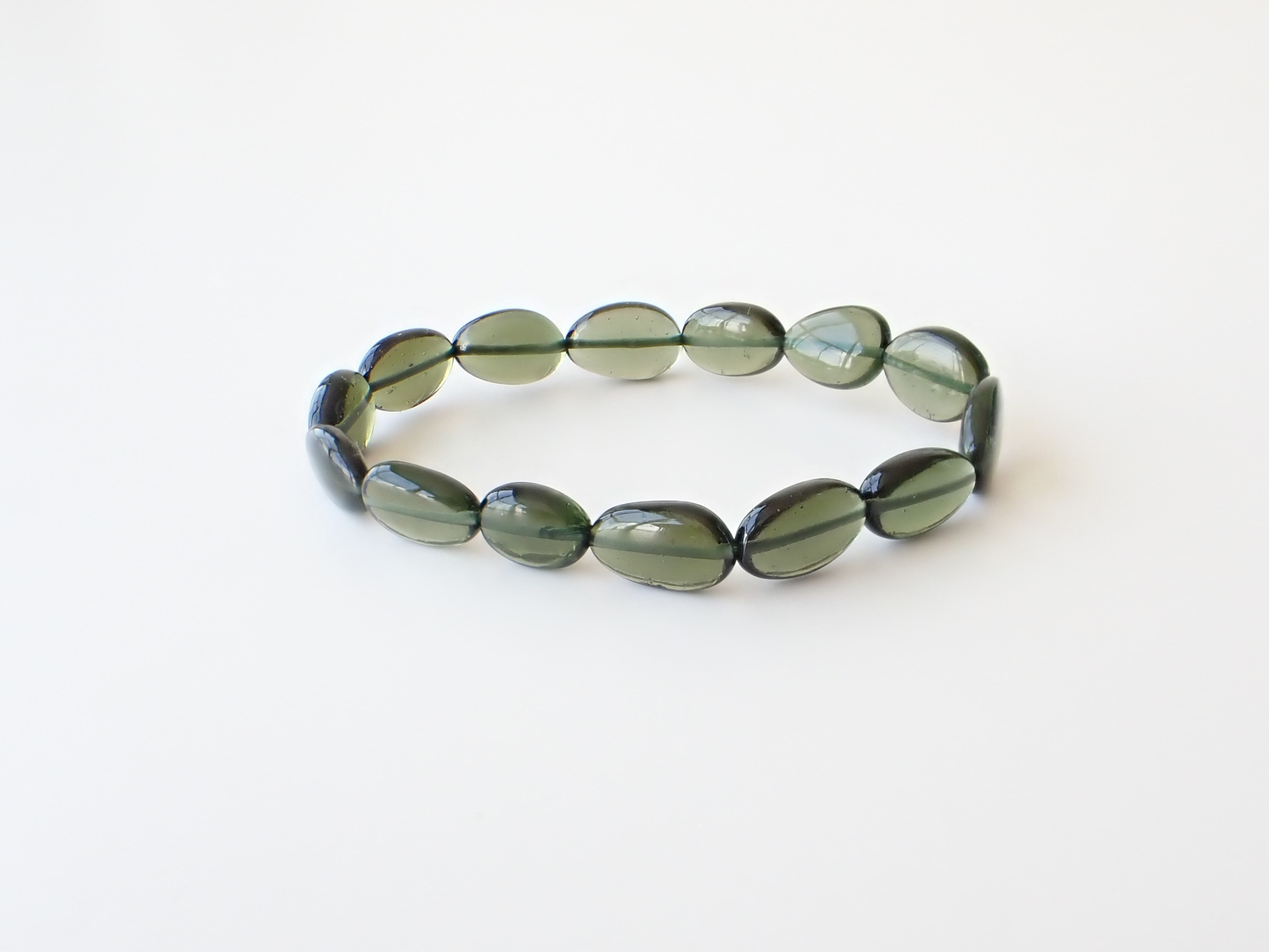 天然石 モルダバイトビーズブレスレット 約18cm