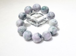 HF0069　【稀少】　新潟県糸魚川　小滝産　翡翠／ラベンダー　１９ｍｍ　ブレスレット　宝石鑑別書付