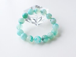 GD0075　【プレミアム】　ジェムシリカ（クリソコーラ・カルセドニー）　１１．５ｍｍ～１２．２ｍｍ　ブレスレット　☆宝石鑑別書付き☆