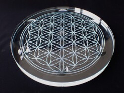 AB2894　【受注品】　フラワーオブライフ　七星陣（ガラス盤）　直径２５ｃｍ　☆各種セール・ポイント付与対象外☆