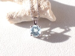 HE0189　ブルートパーズ／ラウンド　ペンダントトップ（シルバー）　◇ネコポス対応可◇