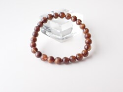 RE0669　ブラウンキャッツアイルチルクォーツ　７ｍｍ　ブレスレット