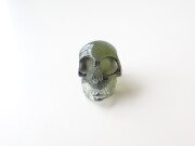 MA0195　【プレミアム】　モルダバイト　スカル　彫刻（カービング）　☆宝石鑑別書付き☆