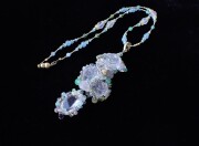 RB0354　ローズクォーツ／ローズシェイプ　ペンダントネックレス