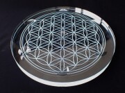 AB2894　【受注品】　フラワーオブライフ　七星陣（ガラス盤）　直径２５ｃｍ　☆各種セール・ポイント付与対象外☆