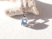 HE0189　ブルートパーズ／ラウンド　ペンダントトップ（シルバー）　◇ネコポス対応可◇