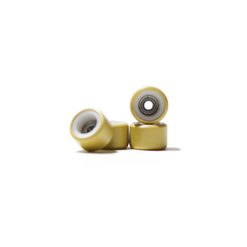 【FF013】FlatFace/Dual Durometer Bearing Wheels - White/Gold/ウィール