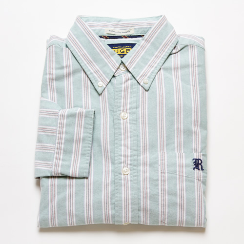 【R048】RUGBY/Green Striped Oxford/長袖シャツ
