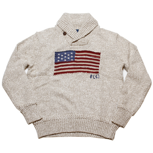 【R064】Polo Ralph Lauren/Flag Shawl Pullover Sweater/セーター