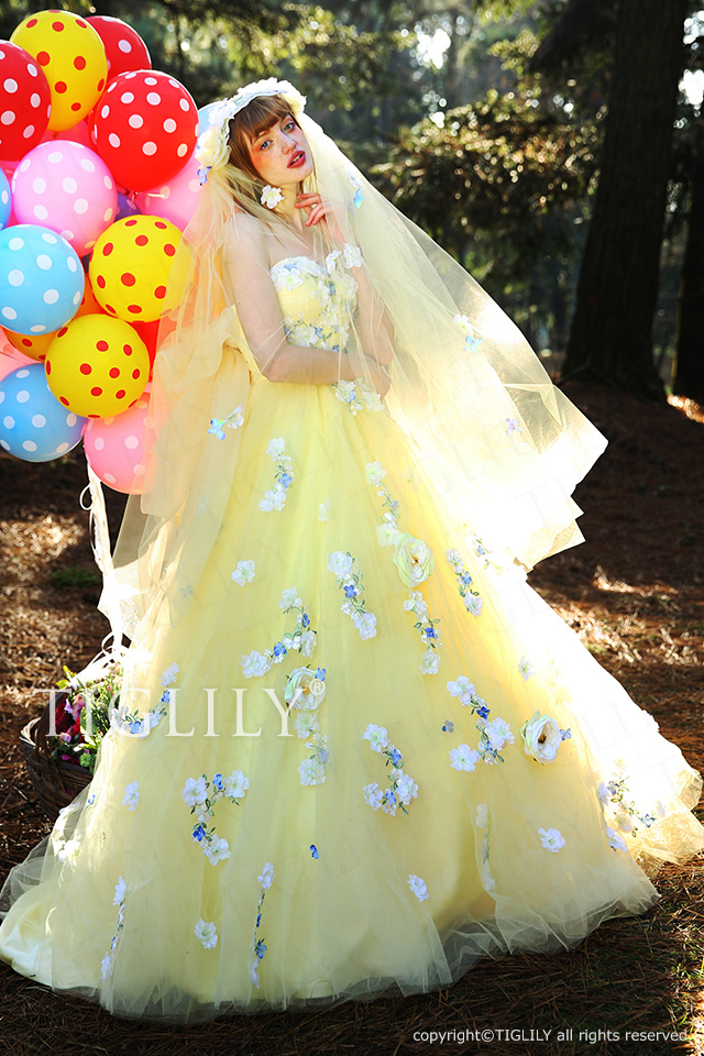 c162 TIGLILY カラードレス イエロー エマ Emma