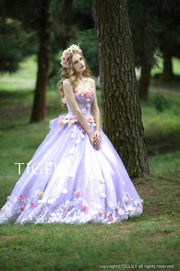 Tiglily ウェディングドレス カラードレス 花ドレス C116p
