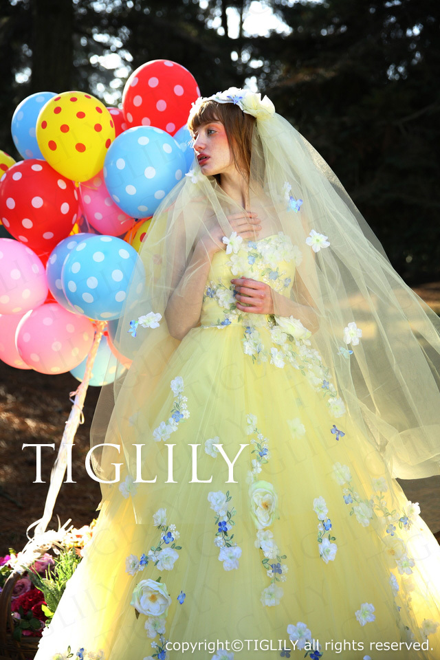 c162 TIGLILY カラードレス イエロー エマ Emma