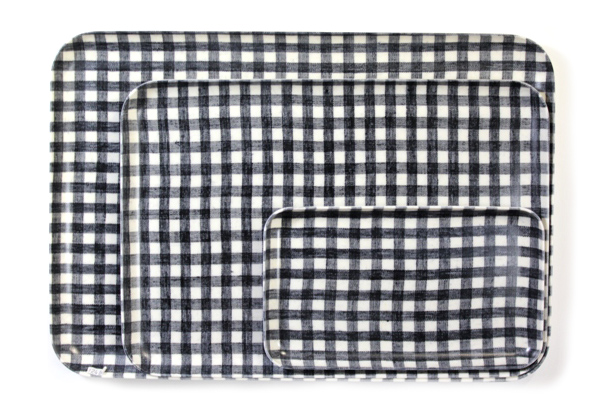 リネンコーティングトレイ ネイビーチェック　/　fog linen work