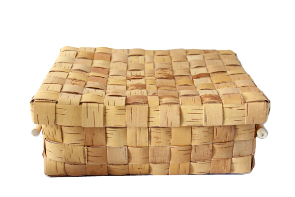 白樺のカゴ　　　　　　　　　　ストレージBOX（蓋つき）