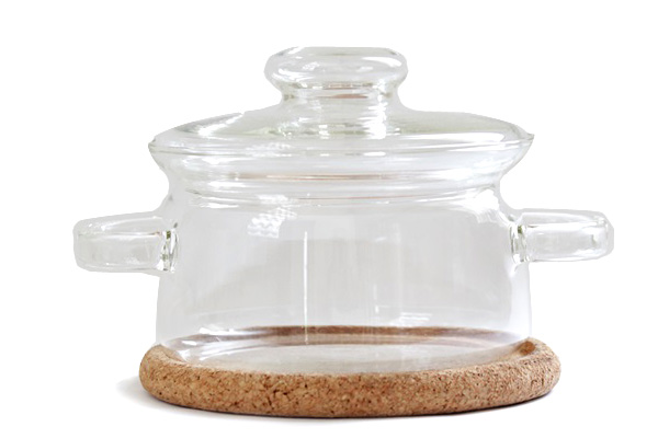 Boda Nova ボダ・ノヴァ　　　 ガラスの両手鍋 /  コルク鍋敷き付