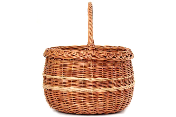 北欧ビンテージかご 　　　     　　　籐のバスケット(円型）/ スウェーデン　　　