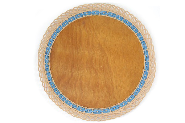 北欧ビンテージ  トレー 　　　　　籐と合板のトレー / 円型 L size