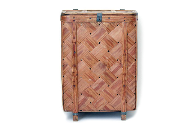 北欧ビンテージ バスケット 　　　 古い収納ボックス 縦型 / +送料全国一律1,500円　　