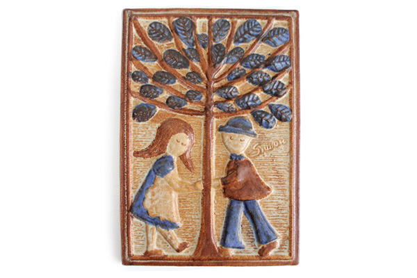 SOHOLM スーホルム デンマーク 馬車に乗る紳士淑女 陶板 ヴィンテージ