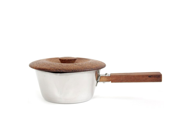 北欧ヴィンテージ 　　　　　　　　　　ステンレス ソースパン （木蓋付き）