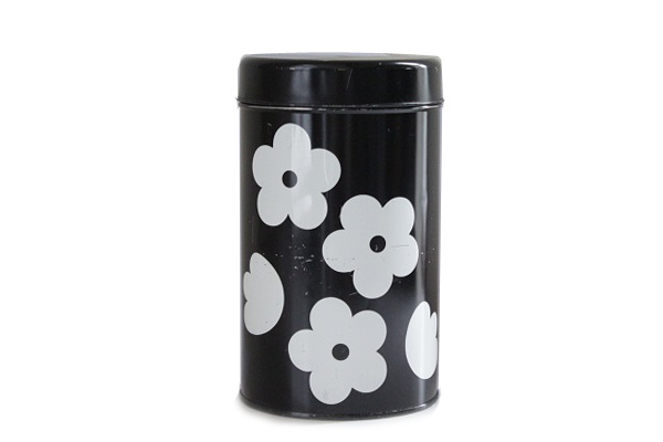 aarikka アーリッカ 花柄 缶 Mサイズ/ ブラック