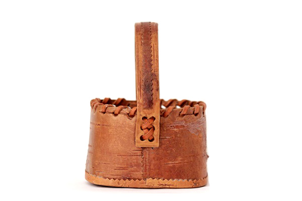 北欧ビンテージ トレイ　　　 白樺かごトレイ SS (持ち手つき) / スウェーデン　　　