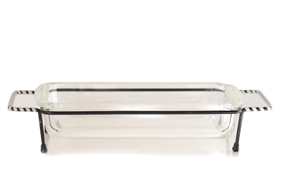 Old Pyrex オールドパイレックス　　　     ガラスボウル（スクエア）with ホルダー