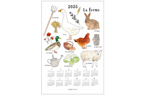 fog linen work フォグリネンワーク　　　　　　「フランスの農場」/カレンダークロス 2025年