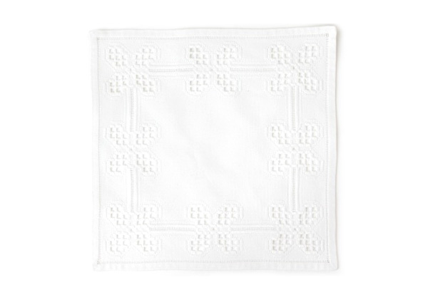 北欧ヴィンテージ　　　　　　　テーブルトップ / ハーダンガー刺繍 (白)30cm×29cm