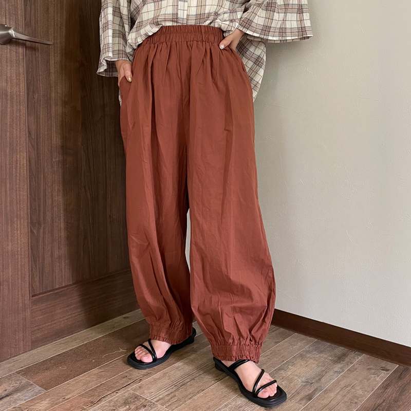 TONE カディーコットンギャザーパンツ 黒 TONE カディーコットンギャザーパンツ ・ ロング丈92cm - TONE