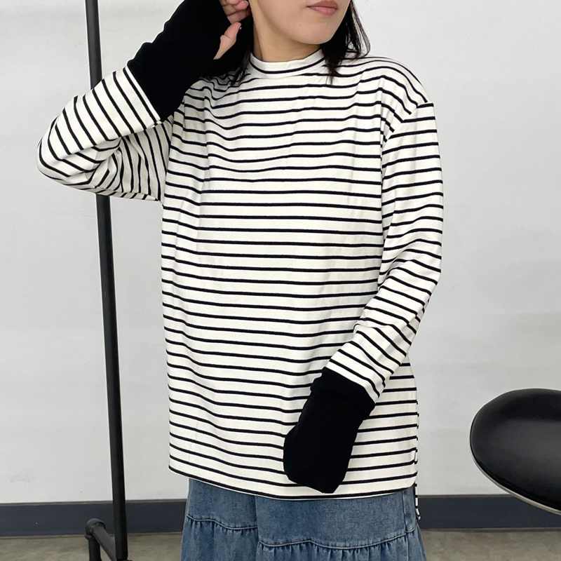 指ぬき袖切替ロンT