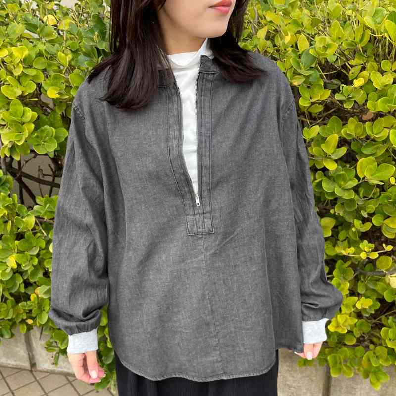 デニムハーフZIPプルオーバー