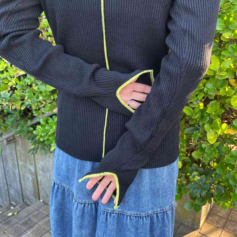 配色ニットメローロンT